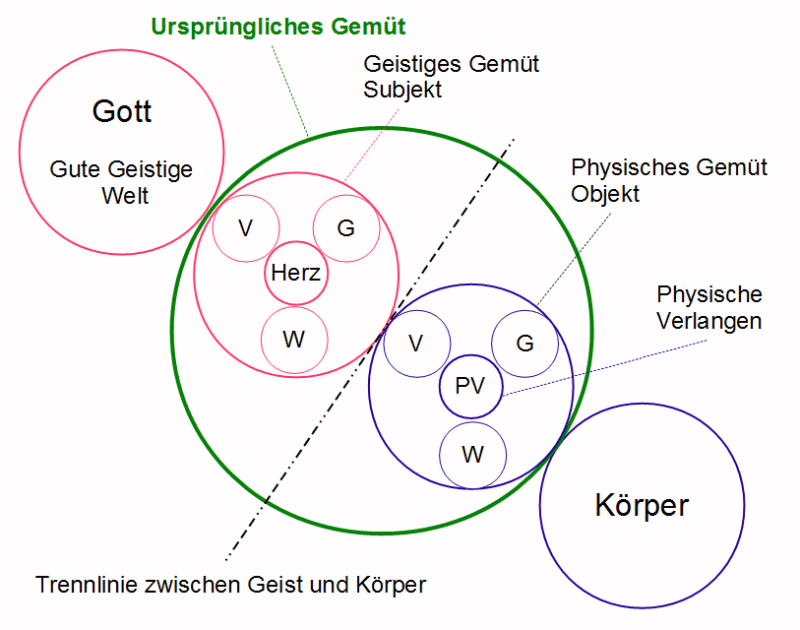 Das Ursprüngliche Gemüt in Bezug zum geistigen und physischen Gemüt